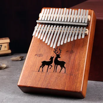 Kalimba 17 Klavišą Nykščiu Fortepijonas Aukštos Kokybės Raudonmedžio Afrikos Sanza Mbira Kalimba Nešiojamų Brown Deer Piršto Muzikos Instrumentų Dovana
