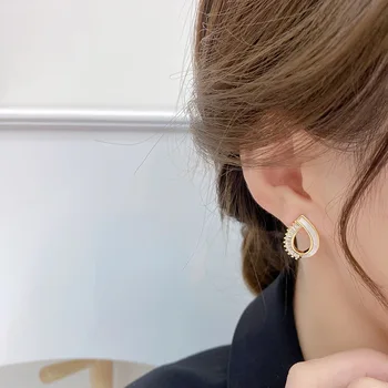 Korėjos naujo dizaino bižuterijos išskirtinį vario inkrustacijos cirkonis shell lašas auskarai elegantiškas moterų kasdien laukinių auskarai