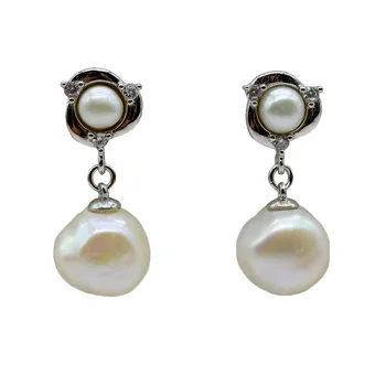 SAUDADE maži auskarai natūralių gėlavandenių perlų baroko 925 sidabro pakabukas auskarai ponios auskarai dovanų rekomendacijas