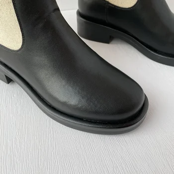 Nauja rudens-žiemos batai moterims kelio auliniai batai juodos mišrios odos platformos batai, suapvalinti tne populiarus stambusis kulno moterys, prekės ženklo batai