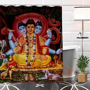 Custom Indijos dievų Audinio Dušo Užuolaidos Ekologiškas Unikalus vonios kambarys Su Kabliais, Užuolaidos Vonios Dekoras