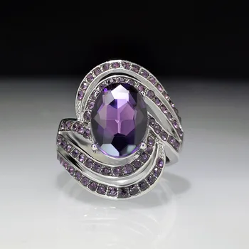 Korėjos Stiliaus Moterų Estetinės Masyvūs Žiedai Prabangių Senovinių Violetinė Crystal Moterų Žiedus Pora Mados Asmeninį Dovana, Papuošalai