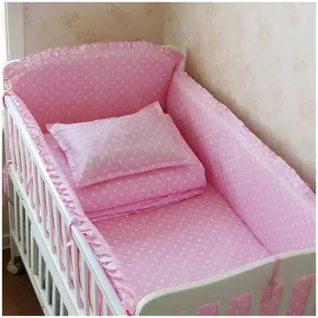 6PCS kūdikių patalynės komplektas Kūdikiui Gaminį Bamblys Kūdikio Lovos Užvalkalai, medvilnės lovelę lovos nustatyti protetor de berço (4bumper+lapo+pagalvė padengti)