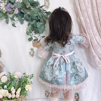 Vaikų ispanijos Dressses 2021 M. Vasarą Kūdikių Mergaitės, Ispanija Lolita Suknelė Su Gėlių Kūdikių Nėrinių Kamuolys Chalatai Krapinėjimas Royal XW008