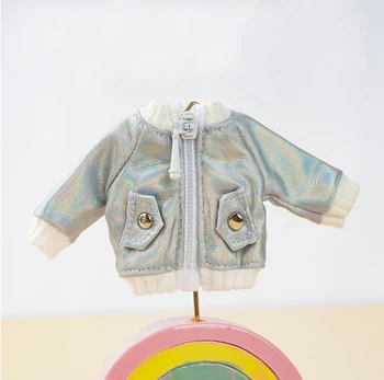 OB11 kūdikių drabužiai spalvingas lazerių kailis odos 1/12 kūdikių drabužiai BJD TGS paprasto kūno dėvėti lėlės drabužiai kailis