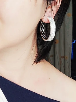 Karšto pardavimo Prabanga 40mm skersmens didelis hoopas auskarai papuošalai pareiškimą, juvelyriniai dirbiniai aukščiausios kokybės moteriška didelis ratas, auskarai