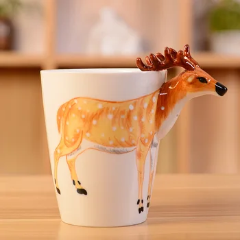 Creative 3D Ranka-dažytos Keramikos Puodelis Gyvūnų Kavos Taurė Cartoon Vandens Puodelį Žirafa, Dramblys, Beždžionė Drinkware Tazas Puodelis