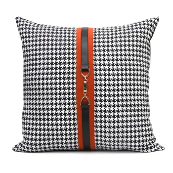 30x50/45/50cm oranžinė juoda balta houndstooth pagalvėlė padengti sofa-dirbtinė oda arklių užvalkalas dekoratyvinis juosmens pagalvę padengti