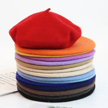 38 spalvas Moterų Butas Beretė skrybėlę Vilnos Menininkas Tapytojas skrybėlės Lauko žiemos Mergina, Moteris, Ponios Vilnonis Šiltas kepurės kepurės