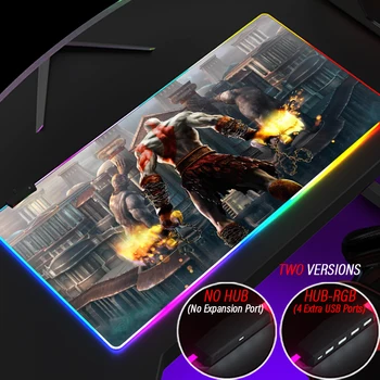Didelis HUB Pelės Mygtukai Kratos 4 Port USB Žaidimų RGB Kilimėlis LED Žaidėjus Karo Dievo Kilimų Pritaikyti 
