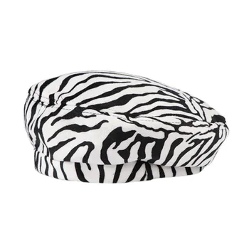 Karvė Zebra Modelio Spausdinimo Beretė Kaulų Moterų Rudens Žiemos Skrybėlę Moterų Kpop Streetwear Kepuraitė Hip-Hop Kepurės Vyrų Dailininko Grybo Kepurę
