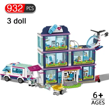 932pcs Heartlake Miesto Ligoninės Modelis Statyti Blokus Mergaičių Draugai Plytų Suderinama Su duomenimis, Žaislai Vaikams