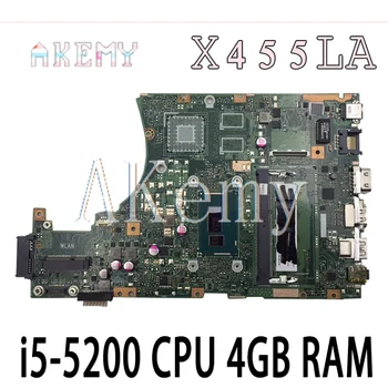 AKEMY X455LA Nešiojamojo kompiuterio motininė Plokštė, Skirta Asus X455LAB X455LJ X455LD X455LF X455LB Mainboard bandymo Gerai i5-5200 CPU 4 GB RAM X455LAB
