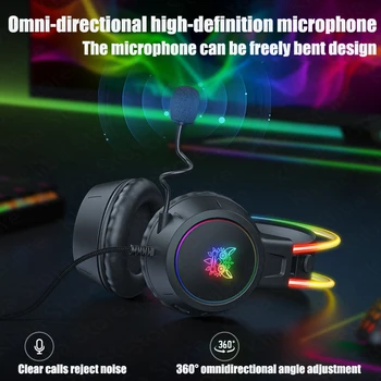 Gamer Ausinės su Mikrofonu Professinal Mikrofonas & Supa Super Bazės RGB Apšvietimas PC Laidinio Žaidimų Ausinės