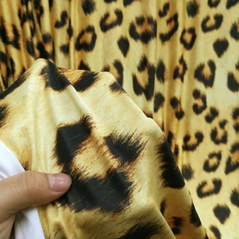 Geras Pienas Šilko Žąsų Gellow Mezgimo Medvilnės/Spandex Medžiaga 4 Būdas Elastinga Leopard 