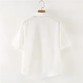 Nauja, Moterų Palaidinė Marškinėliai Vasaros trumpomis Rankovėmis Balta Su Laivapriekio Kaklaraištis Japonijos korėjiečių JK Stiliaus Moterų Marškiniai Mažas Lokys Spausdinti Blusas