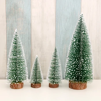 5vnt/set Mini Kalėdinė Dekoracija Medžio Dirbtinis Sniegas, Šaltis Mažas Pušies Amatų Naujųjų Metų Šaliai Namų Darbalaukio Kalėdų Stalo Puošyba