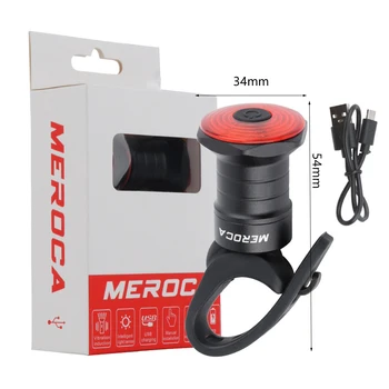 MEROCA Dviračio Lemputė USB Įkrovimo Nešiojamų Smart Stabdžių Šviesos Jutiklis atsparus Vandeniui Įspėjimas LED Uodega Lempos MTB Road Bike
