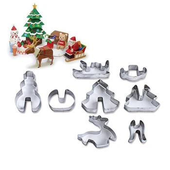 8pcs/Set Kepimo Įrankiai iš Nerūdijančio Plieno 3D Kalėdų Cookie Cutters Tortas Slapukas 