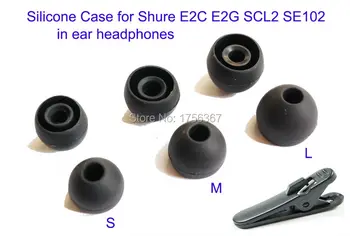 3 poros Pakeisti Silikono mova, Shure E2C E2G SCL2 SE102 ausinės(Earmuffes) ausyje, ausies padas.Juoda